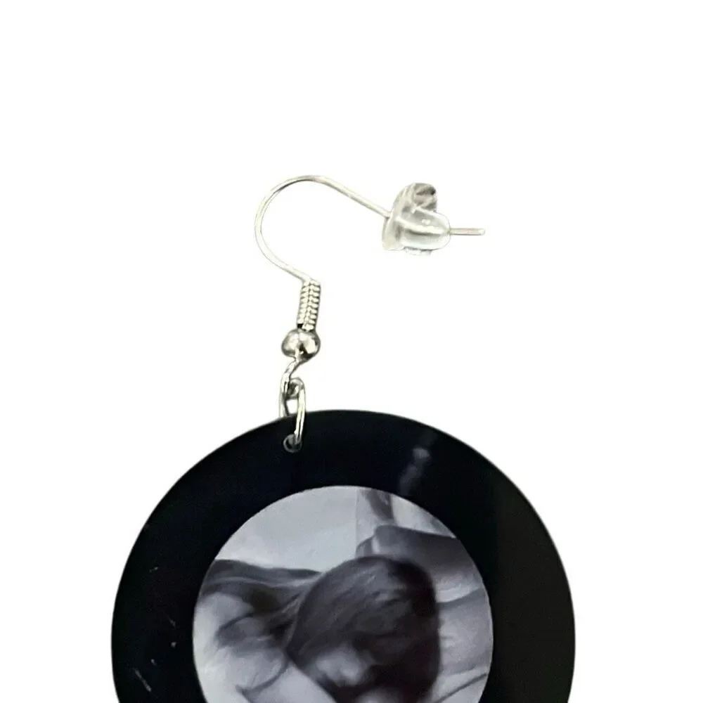 Taylor Swift‎ Grey Black Record Fashion Earrings NEW Lightweight Resin